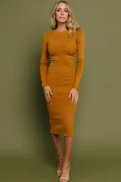 Hot Baltic Born Manhattan Ribbed Sweater Dress | Camel