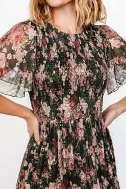 Best Baltic Born Mara Embroidered Tulle Dress | Dark Green + Blush Floral DarkGreen+BlushFloral