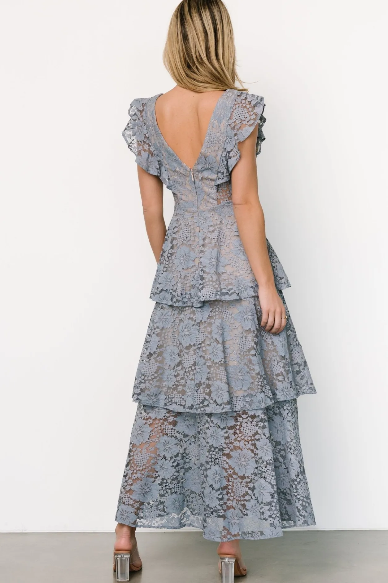 Fashion Baltic Born Margot Lace Tiered Maxi Dress | Dusty Slate DustySlate