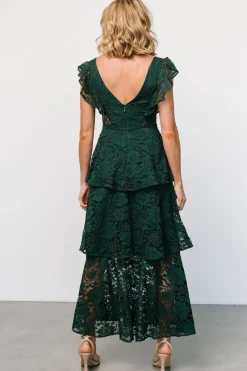 Sale Baltic Born Margot Lace Tiered Maxi Dress | Deep Emerald DeepEmerald