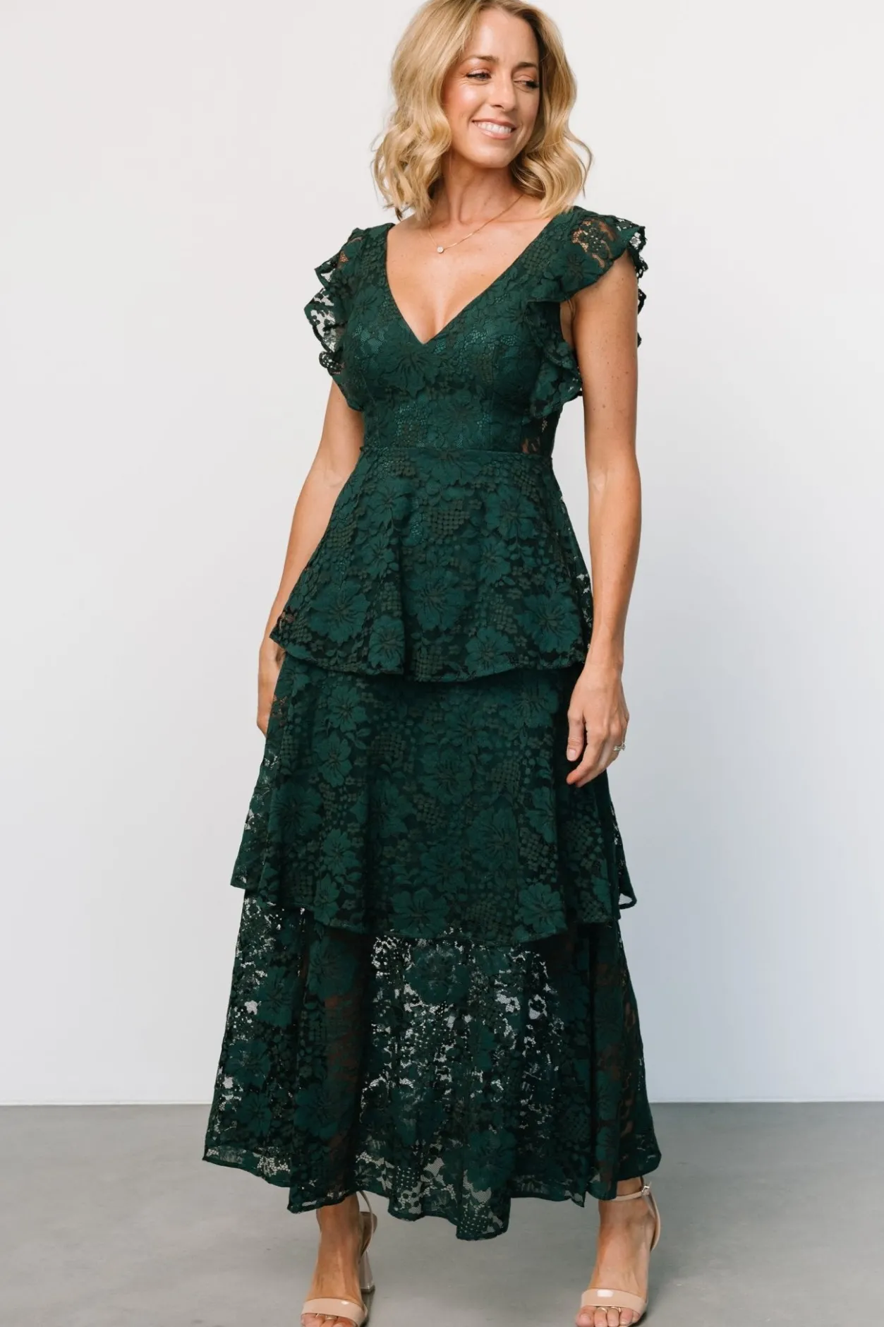 Sale Baltic Born Margot Lace Tiered Maxi Dress | Deep Emerald DeepEmerald