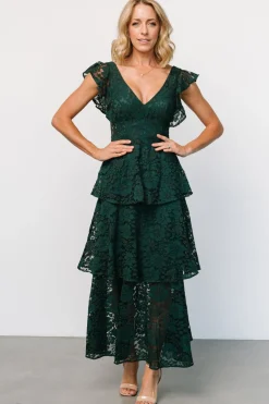 Sale Baltic Born Margot Lace Tiered Maxi Dress | Deep Emerald DeepEmerald