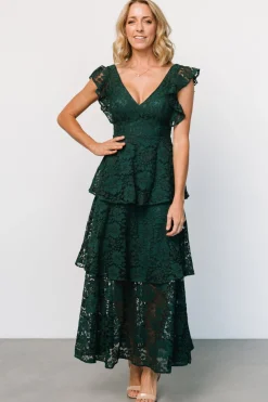 Sale Baltic Born Margot Lace Tiered Maxi Dress | Deep Emerald DeepEmerald