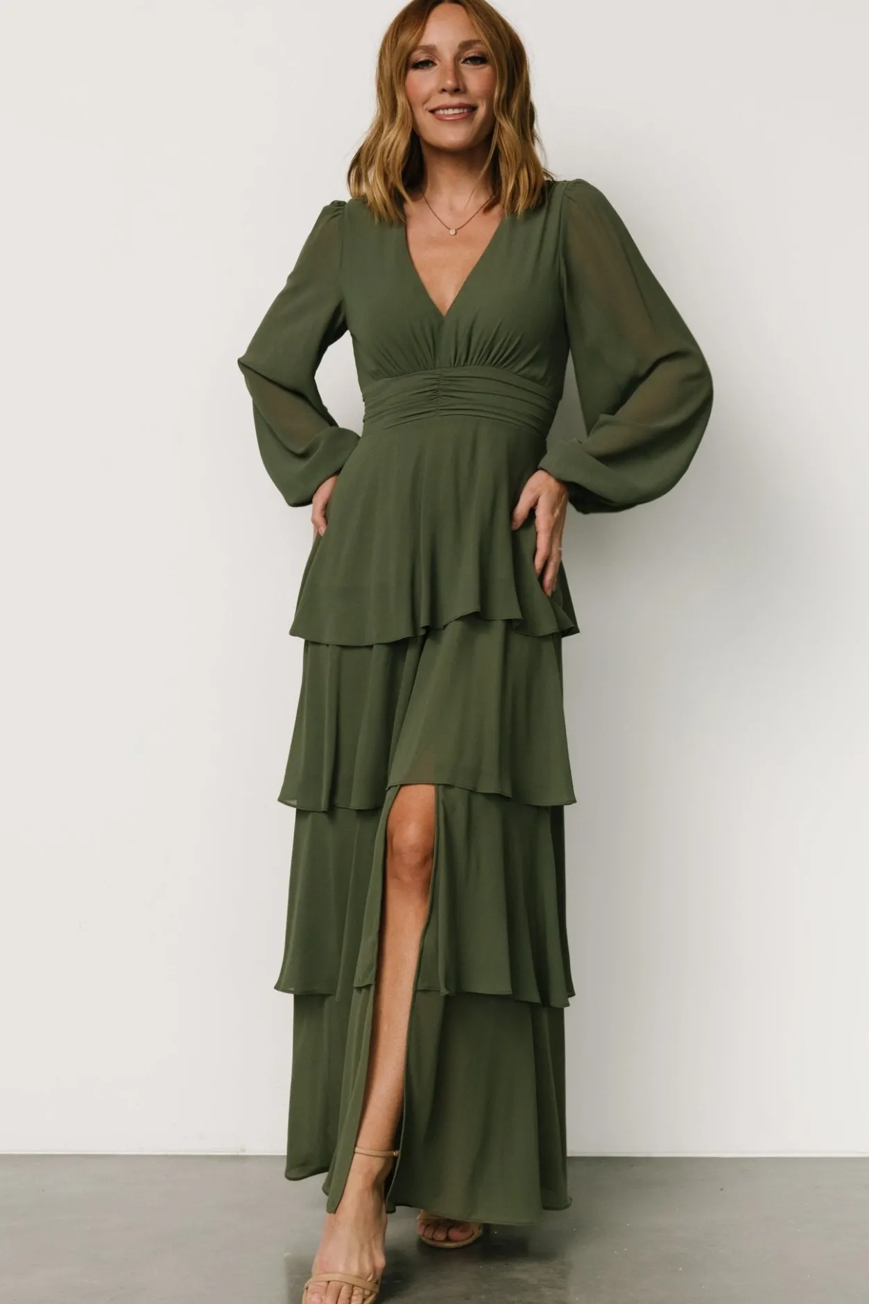 Outlet Baltic Born Mariella Tiered Maxi Dress | Dark Sage DarkSage