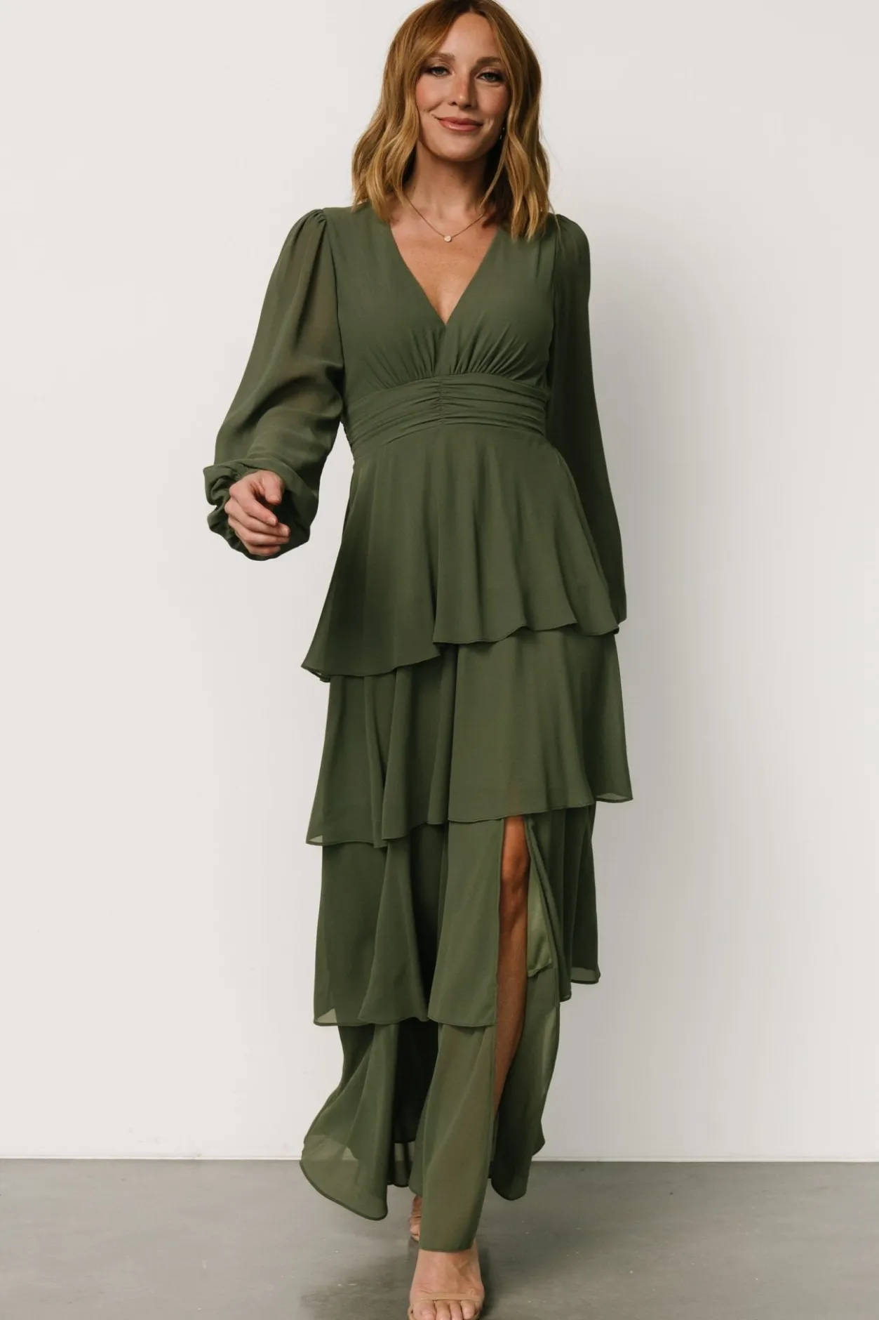 Outlet Baltic Born Mariella Tiered Maxi Dress | Dark Sage DarkSage
