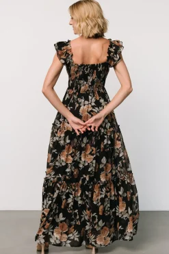 Hot Baltic Born Martina Maxi Dress | Black + Copper Floral Black+CopperFloral