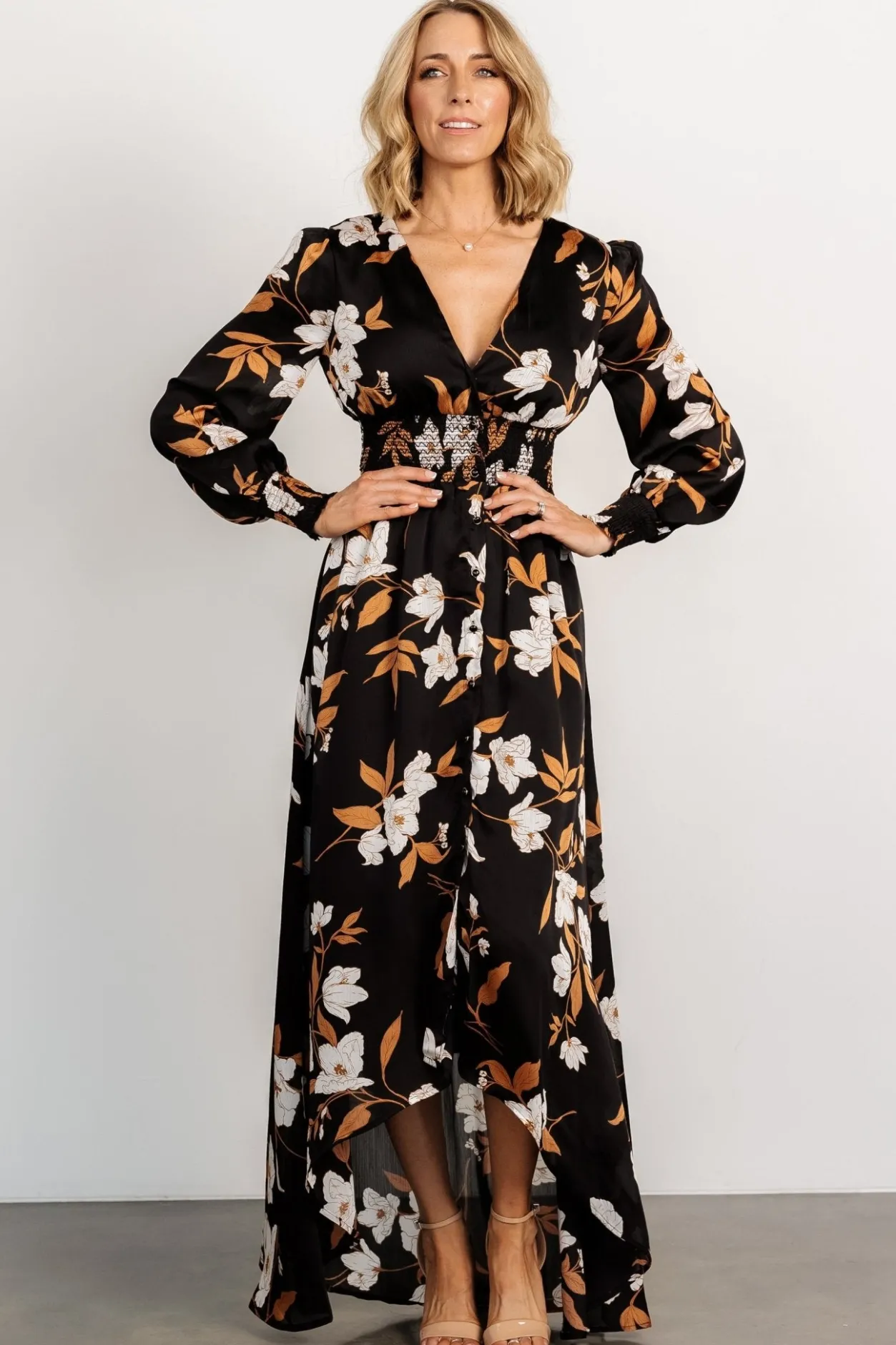 Online Baltic Born Mayfair High Low Maxi Dress | Black Floral BlackFloral