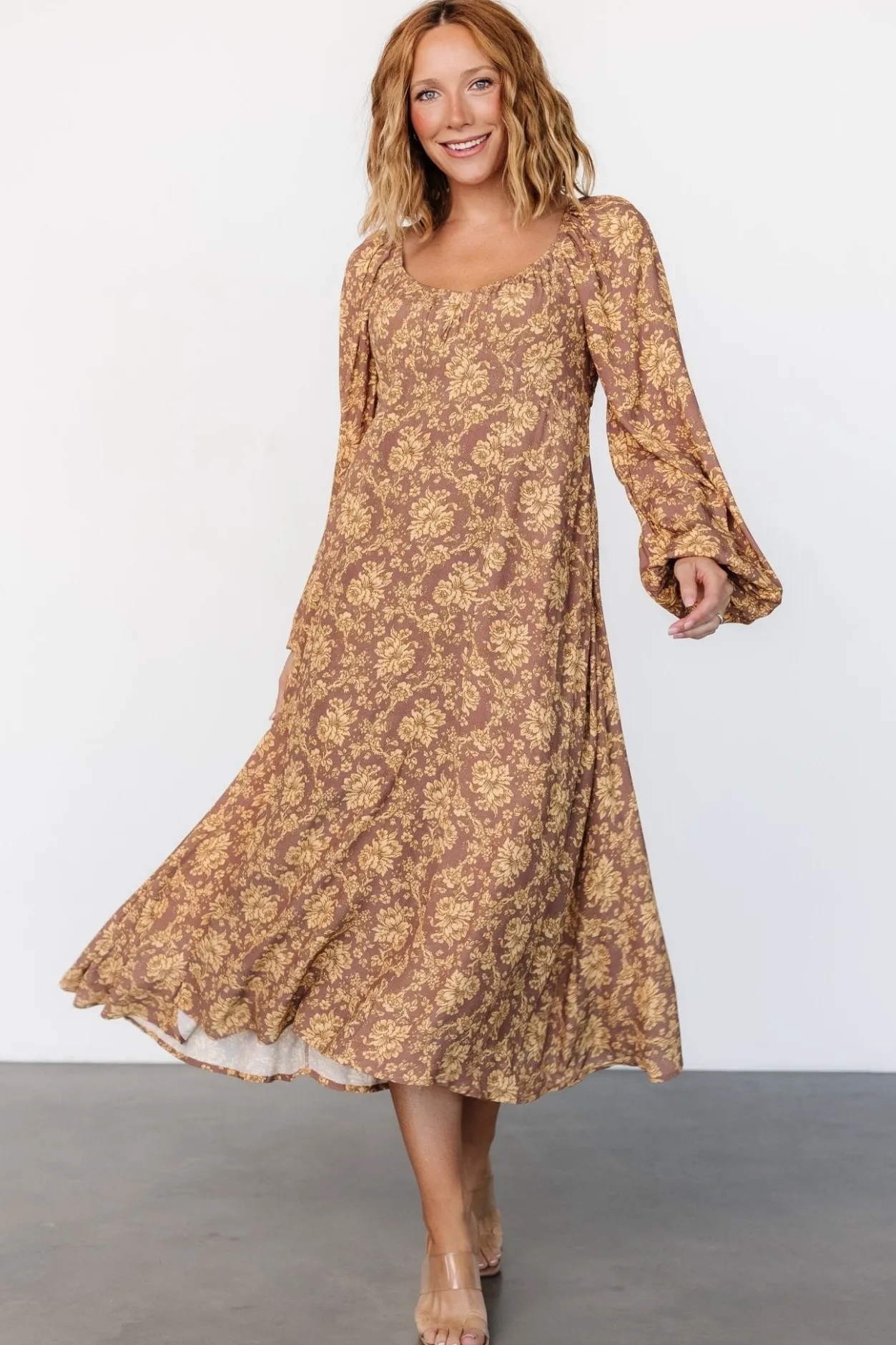 Discount Baltic Born McKinney Dress | Brown + Gold Floral Brown+GoldFloral