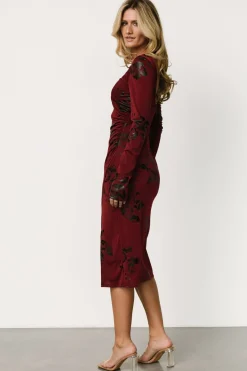 New Baltic Born McQueen Midi Dress | Merlot + Black Merlot+Black