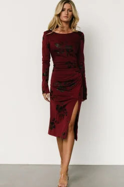 New Baltic Born McQueen Midi Dress | Merlot + Black Merlot+Black