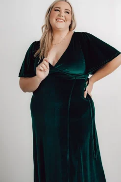 Discount Baltic Born Meghan Velvet Wrap Maxi Dress | Emerald