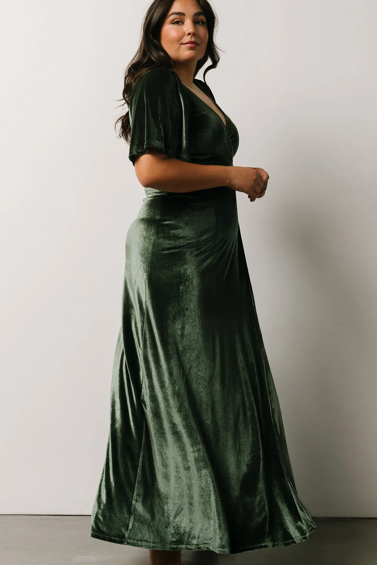 Clearance Baltic Born Meghan Velvet Wrap Maxi Dress | Deep Green DeepGreen