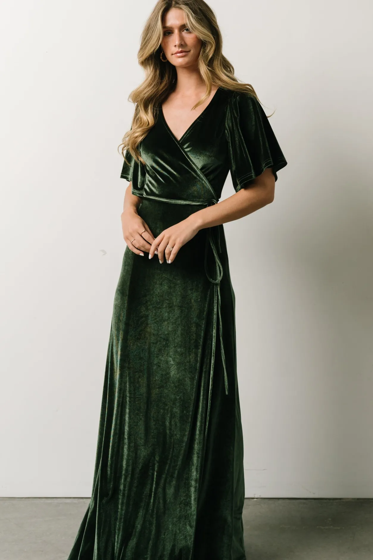 Clearance Baltic Born Meghan Velvet Wrap Maxi Dress | Deep Green DeepGreen