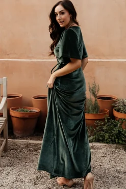 Clearance Baltic Born Meghan Velvet Wrap Maxi Dress | Deep Green DeepGreen