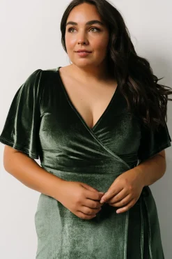 Clearance Baltic Born Meghan Velvet Wrap Maxi Dress | Deep Green DeepGreen