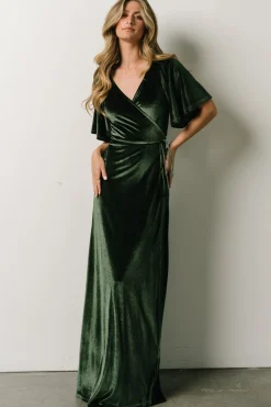 Clearance Baltic Born Meghan Velvet Wrap Maxi Dress | Deep Green DeepGreen