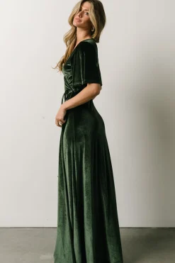 Clearance Baltic Born Meghan Velvet Wrap Maxi Dress | Deep Green DeepGreen