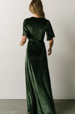 Clearance Baltic Born Meghan Velvet Wrap Maxi Dress | Deep Green DeepGreen