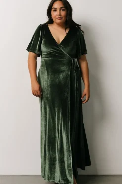 Clearance Baltic Born Meghan Velvet Wrap Maxi Dress | Deep Green DeepGreen