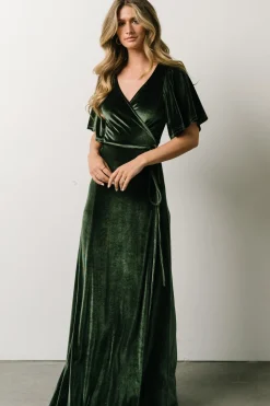 Clearance Baltic Born Meghan Velvet Wrap Maxi Dress | Deep Green DeepGreen