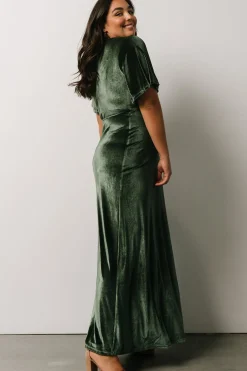 Clearance Baltic Born Meghan Velvet Wrap Maxi Dress | Deep Green DeepGreen