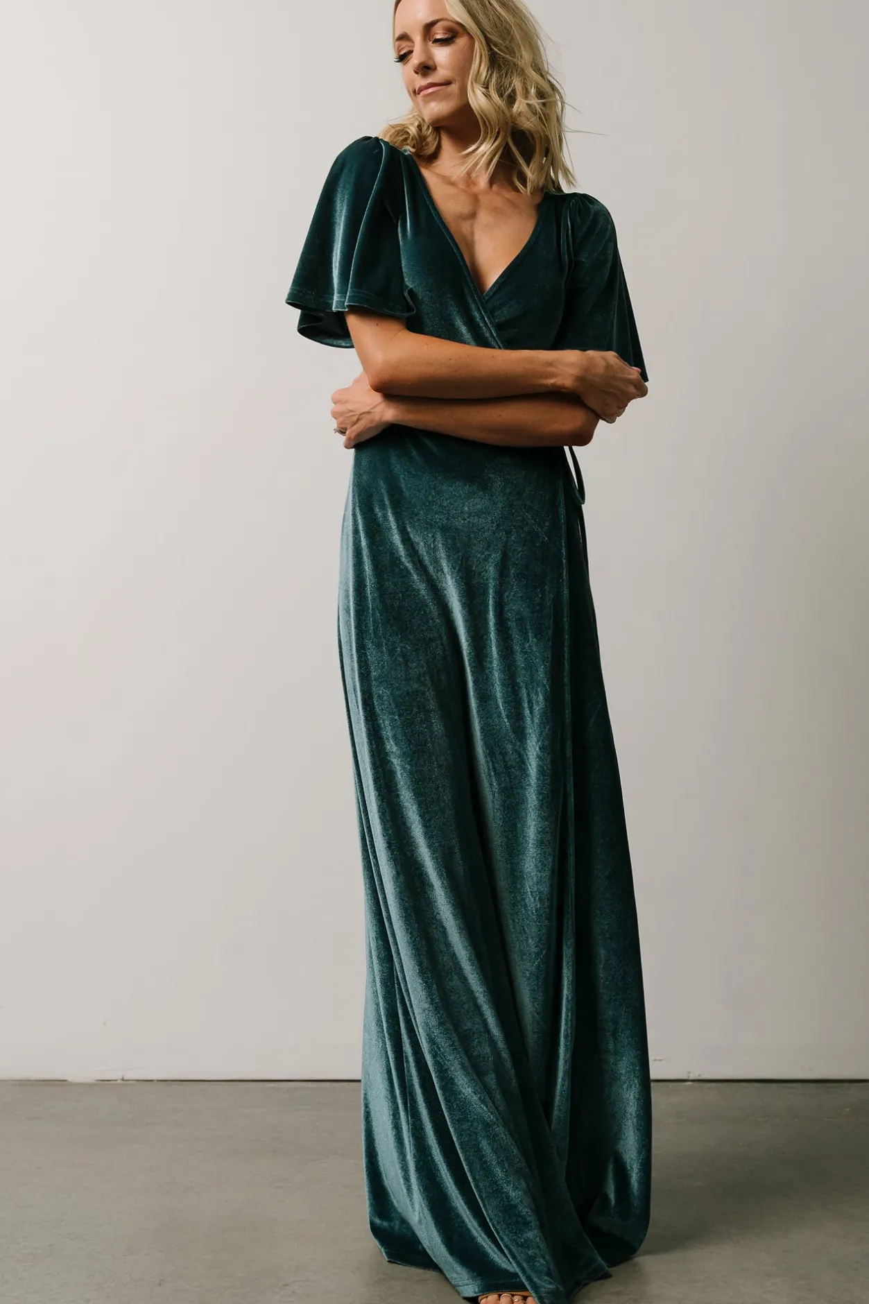 Discount Baltic Born Meghan Velvet Wrap Maxi Dress | Persian Blue PersianBlue