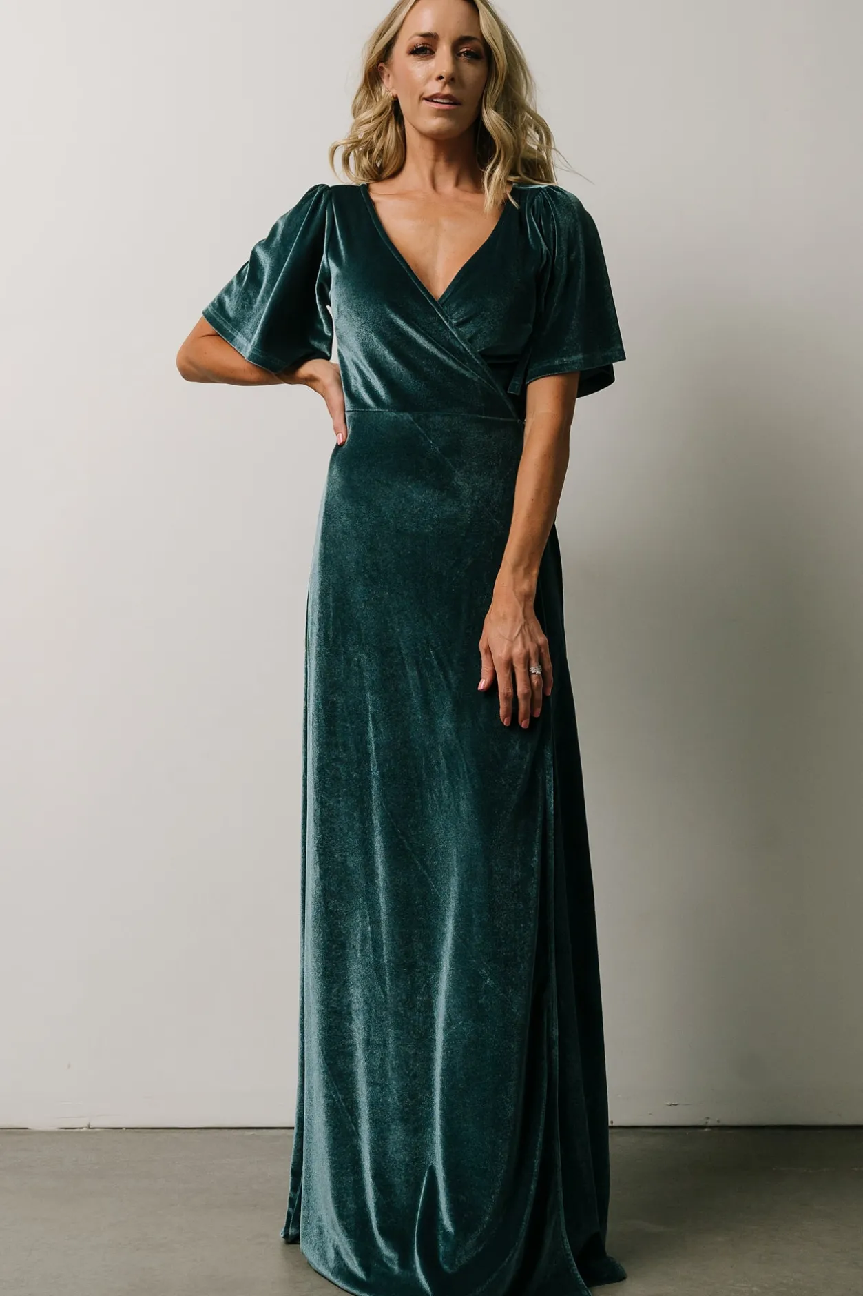 Discount Baltic Born Meghan Velvet Wrap Maxi Dress | Persian Blue PersianBlue