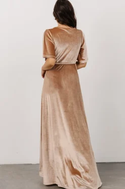 Online Baltic Born Meghan Velvet Wrap Maxi Dress | Champagne