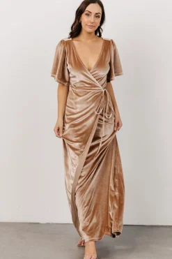 Online Baltic Born Meghan Velvet Wrap Maxi Dress | Champagne