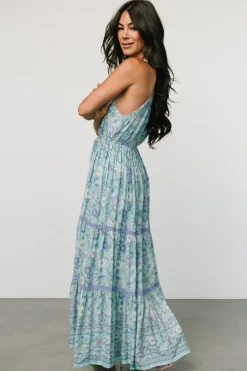 Clearance Baltic Born Meline Button Front Maxi Dress | Light Blue Multi LightBlueMulti