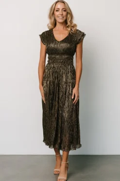 Best Baltic Born Miley Pleated Shimmer Dress | Gold