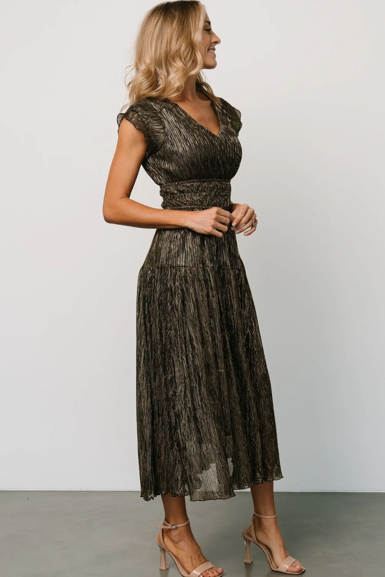 Best Baltic Born Miley Pleated Shimmer Dress | Gold