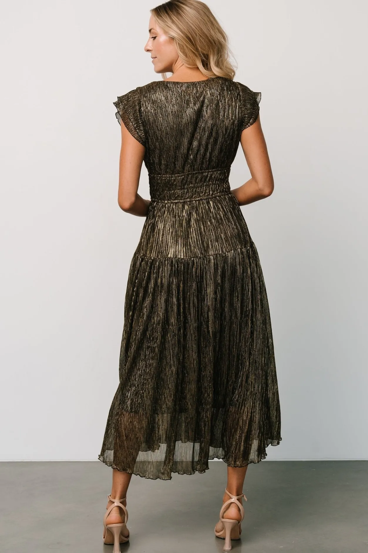 Best Baltic Born Miley Pleated Shimmer Dress | Gold