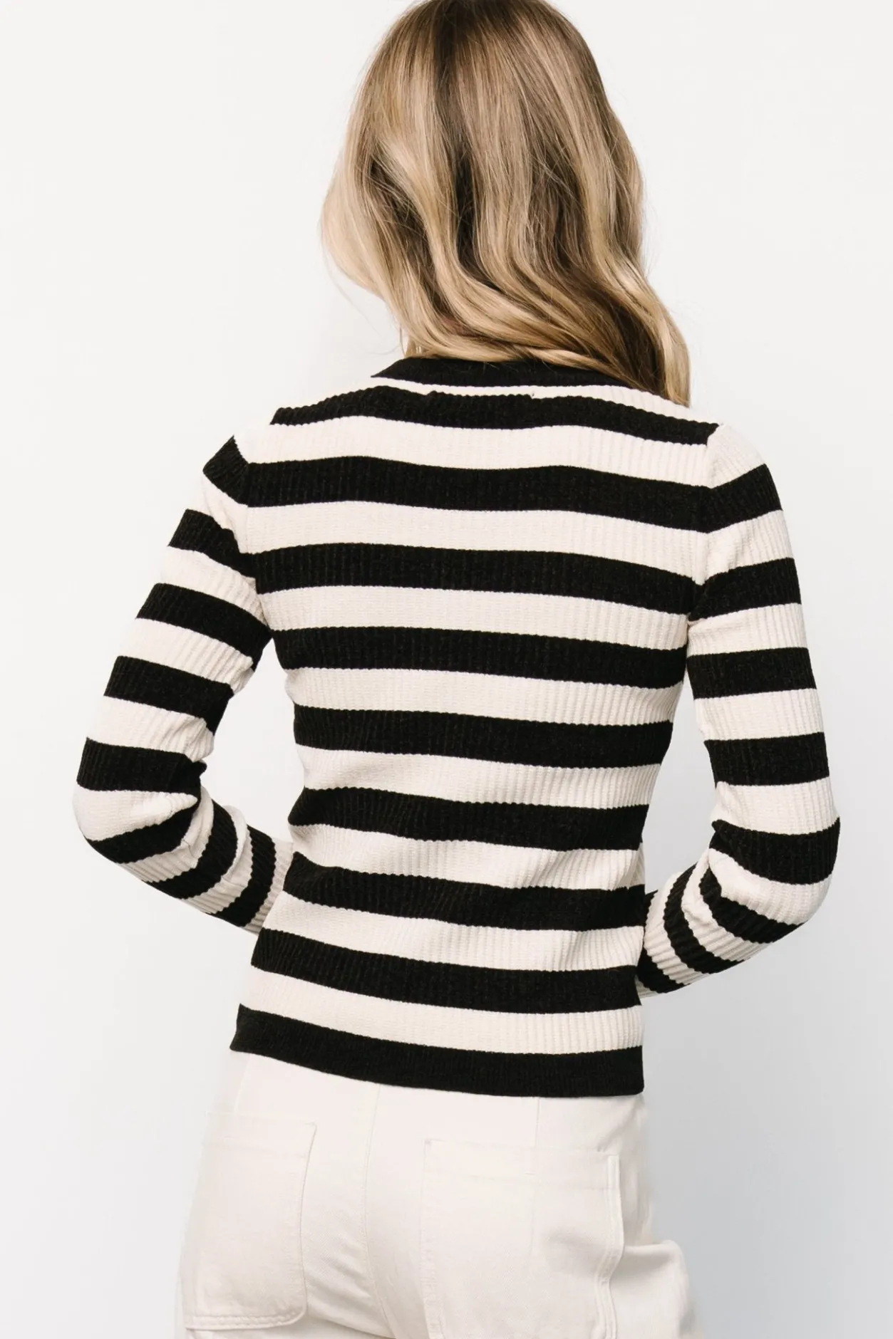 New Baltic Born Milwaukee Striped Sweater | Black + Ivory Black+Ivory