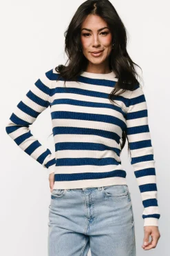 Discount Baltic Born Milwaukee Striped Sweater | Blue + Ivory Blue+Ivory