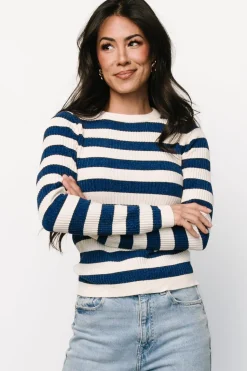 Discount Baltic Born Milwaukee Striped Sweater | Blue + Ivory Blue+Ivory