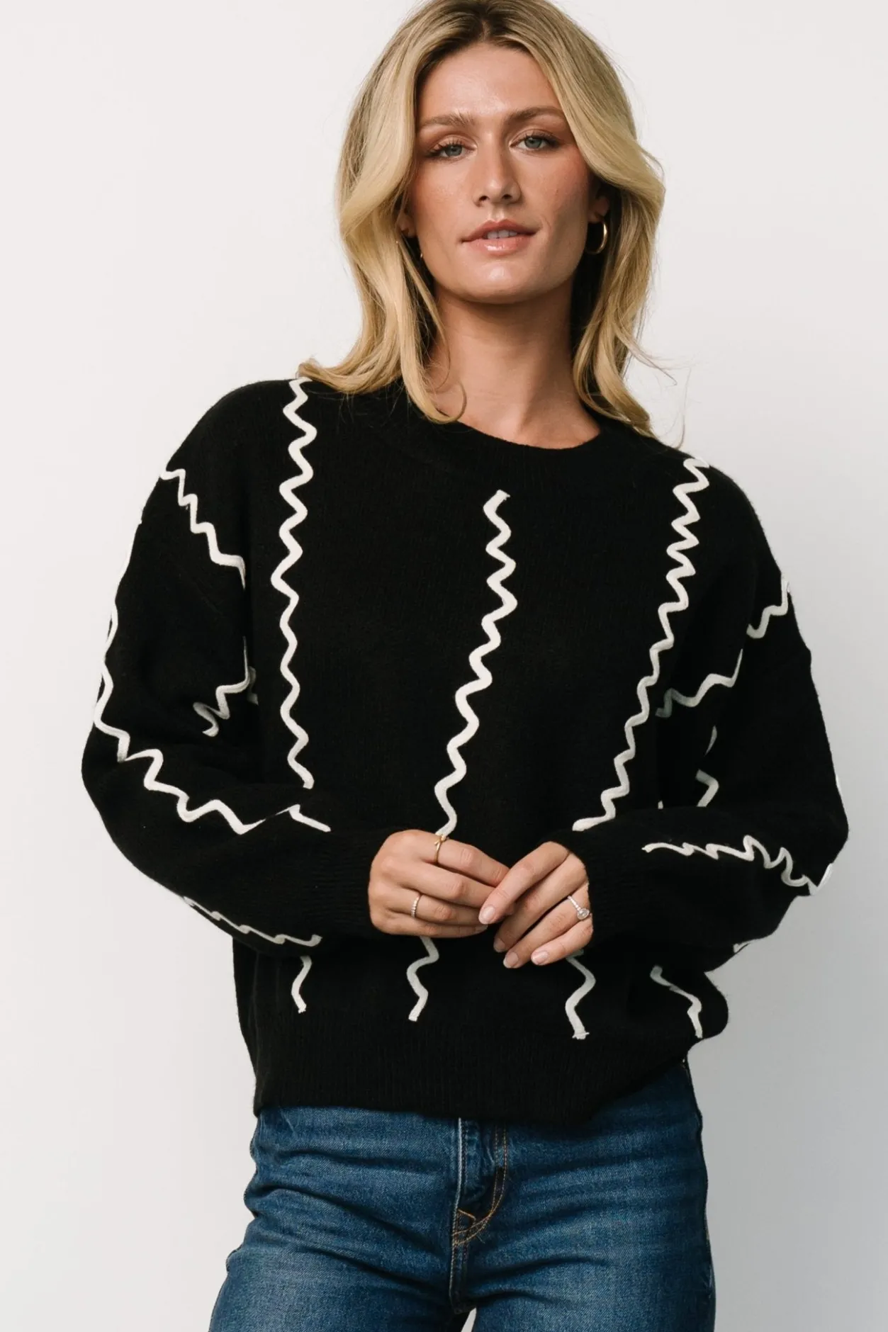Sale Baltic Born Misha Patterned Sweater | Black