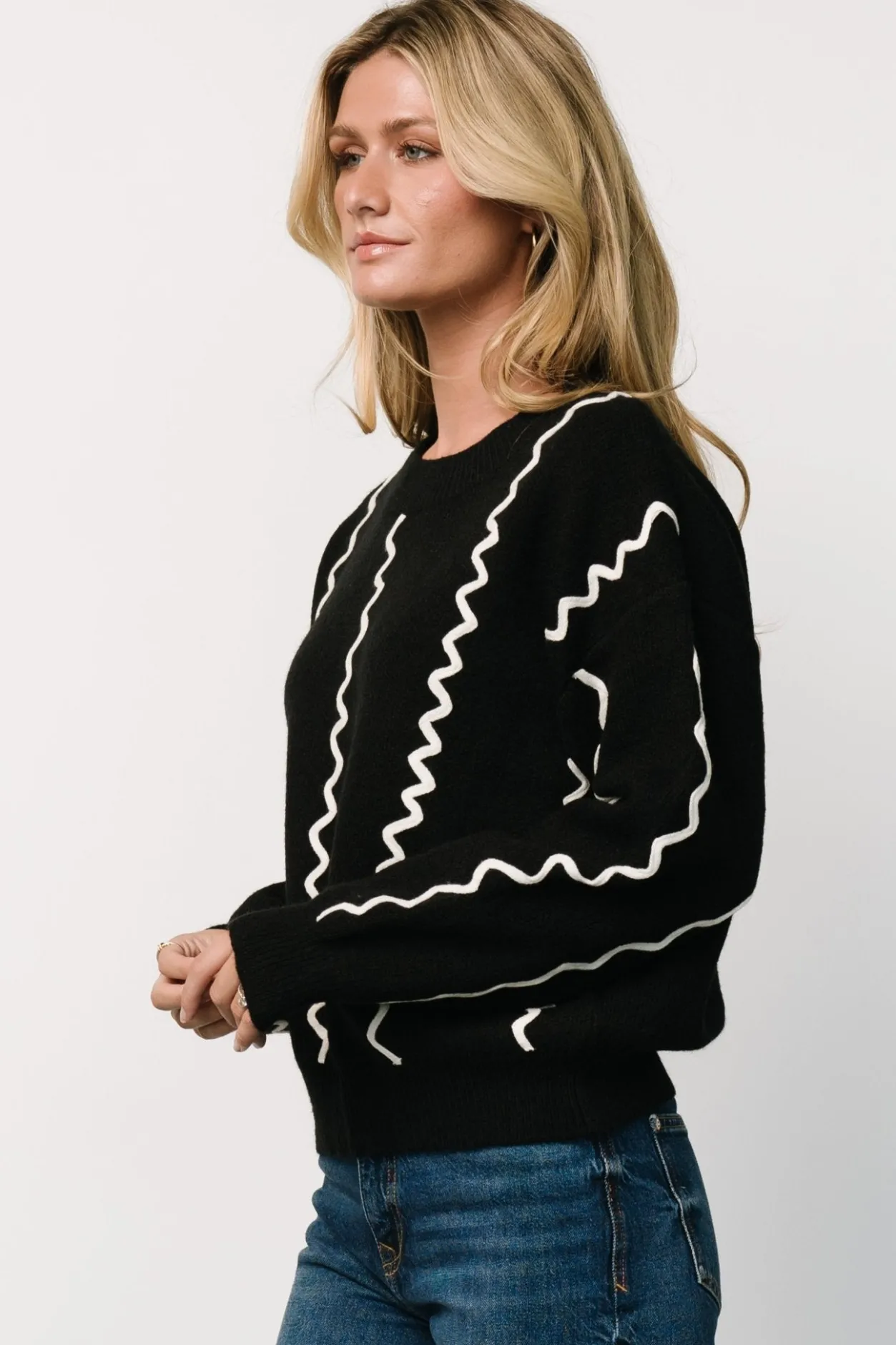 Sale Baltic Born Misha Patterned Sweater | Black