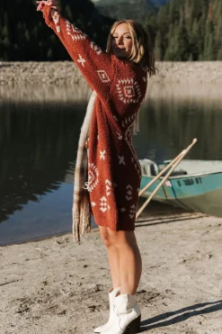 Best Baltic Born Missoula Oversized Cardigan | Rust + Beige Rust+Beige