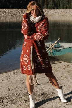 Best Baltic Born Missoula Oversized Cardigan | Rust + Beige Rust+Beige