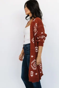 Best Baltic Born Missoula Oversized Cardigan | Rust + Beige Rust+Beige