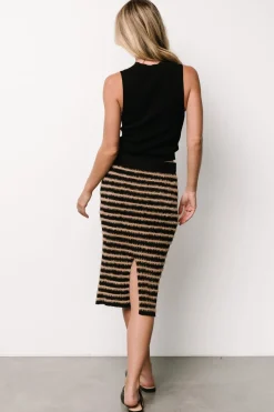 Clearance Baltic Born Mitzi Knit Midi Skirt | Black + Camel Black+Camel