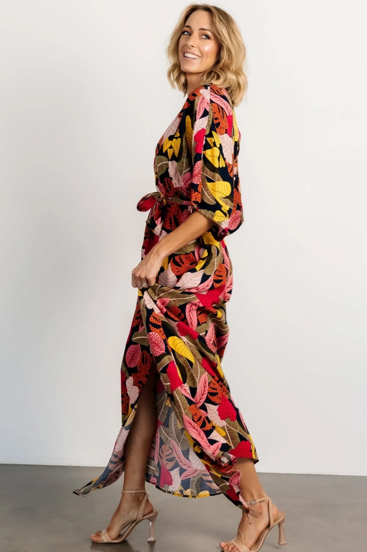 New Baltic Born Moira Kimono Maxi Dress | Navy Multi Print NavyMultiPrint