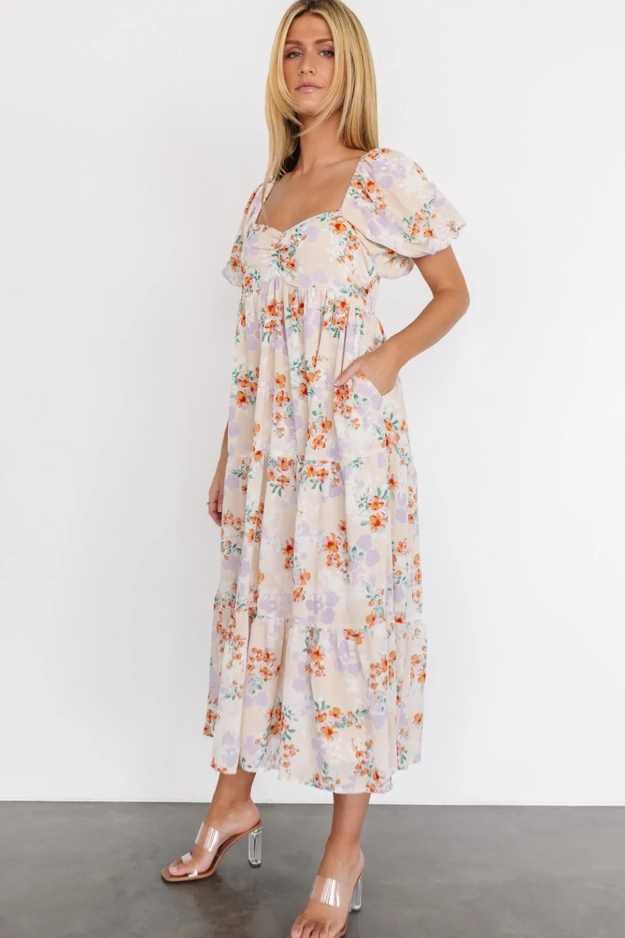 Online Baltic Born Molly Midi Dress | Cream Floral CreamFloral