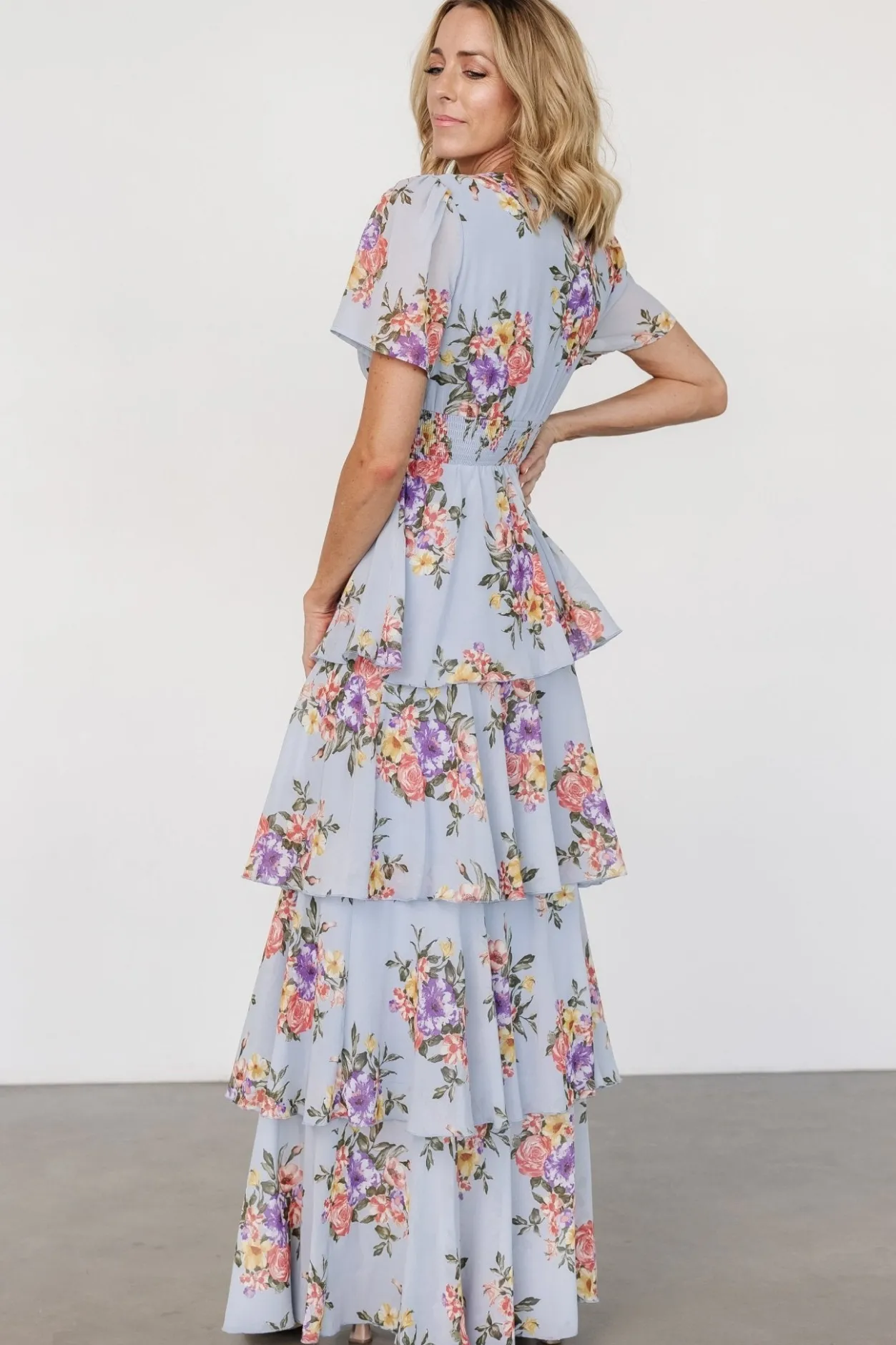 Clearance Baltic Born Montaigne Ruffle Maxi Dress | Light Blue Floral LightBlueFloral