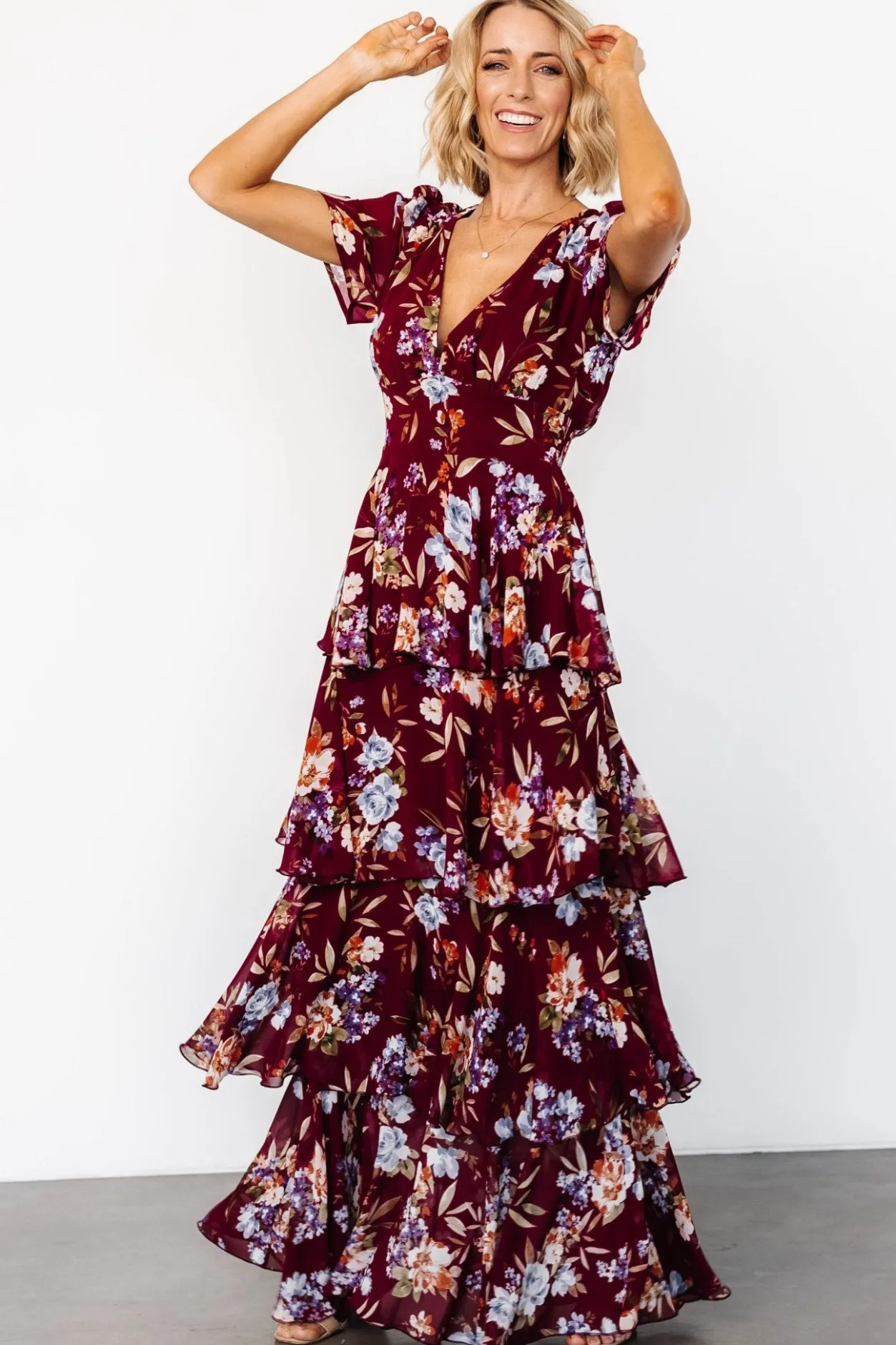 Outlet Baltic Born Montaigne Ruffle Maxi Dress | Mulberry Floral MulberryFloral