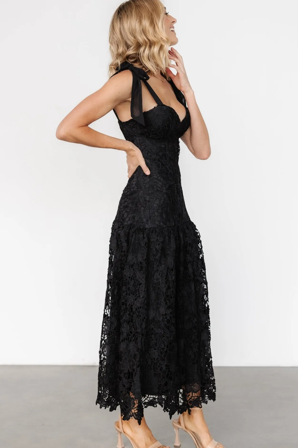 Online Baltic Born Monte Carlo Lace Midi Dress | Black