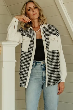 Best Baltic Born Montreal Houndstooth Shacket | Ivory + Black Ivory+Black