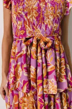 Fashion Baltic Born Mya Smocked Maxi Dress | Orchid + Gold Print Orchid+GoldPrint
