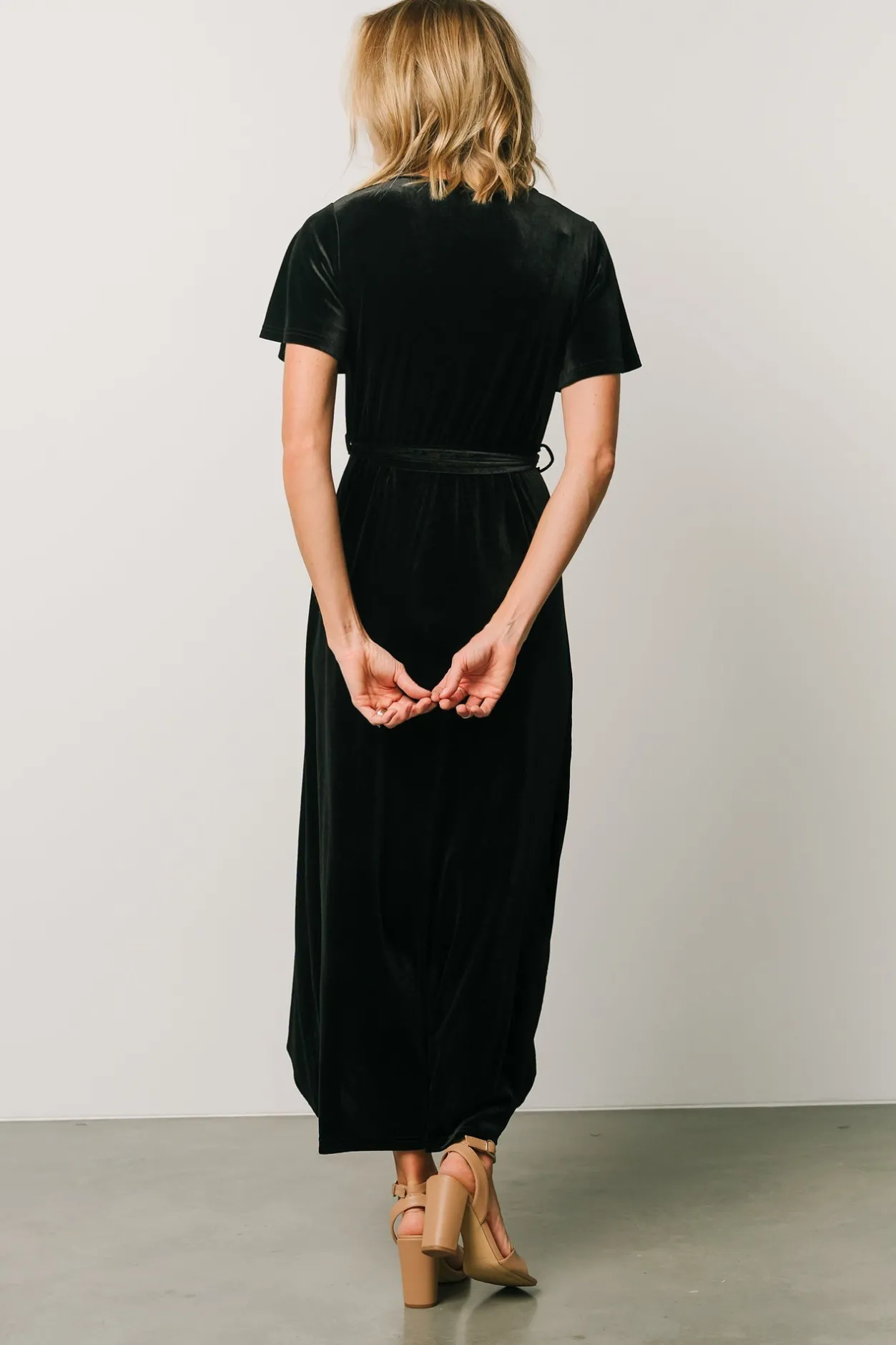 Online Baltic Born Nadine Velvet Midi Dress | Black